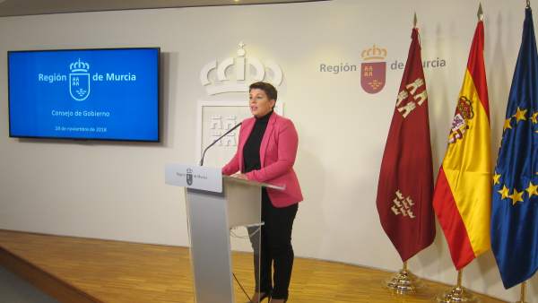 La portavoz del Gobierno murciano, en la rueda de prensa La portavoz del Gobierno murciano, en la rueda de prensa