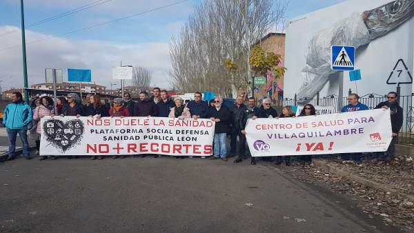 Concentración de este miércoles en Villaquilambre. Concentración de este miércoles en Villaquilambre.