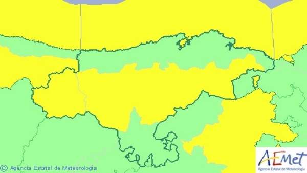 Mapa de avisos en Cantabria para este jueves Mapa de avisos en Cantabria para este jueves