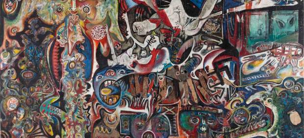 Enrico Baj, Roberto Crippa, Gianni Dova, Erro, Jean-Jacques Lebel, Antonio Recalcati. Grand tableau antifasciste collectif, 1960