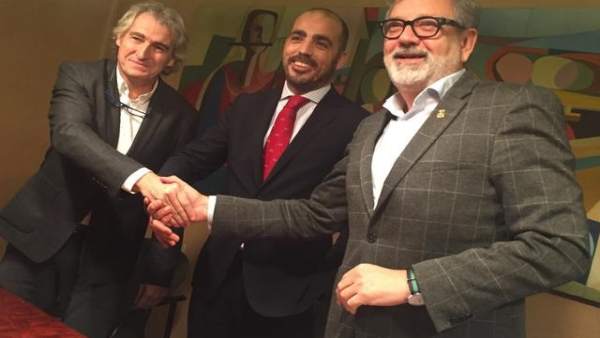 Representantes de Eurofund con el alcalde de Lleida Representantes de Eurofund con el alcalde de Lleida