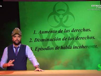 Dani Mateo, en 'El intermedio', y el 'virus de Vox'.