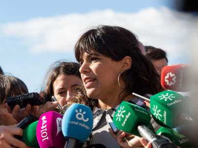 Teresa Rodríguez en una rueda de prensa.