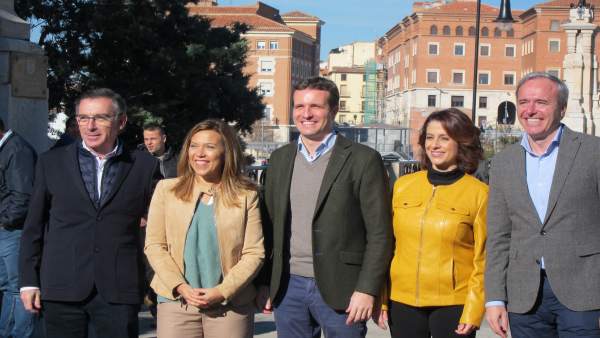 Pablo Casado con los candidatos aragoneses. Pablo Casado con los candidatos aragoneses.