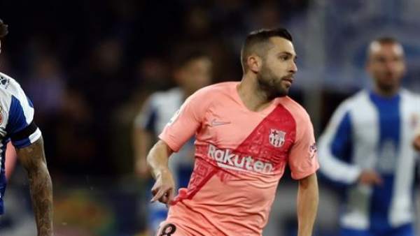 Jordi Alba, frente al Espanyol con la camiseta del Barça. Jordi Alba, frente al Espanyol con la camiseta del Barça.