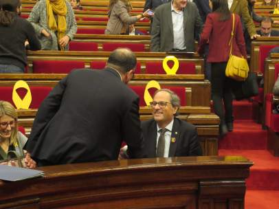 El presidente Quim Torra en el pleno del Parlament.