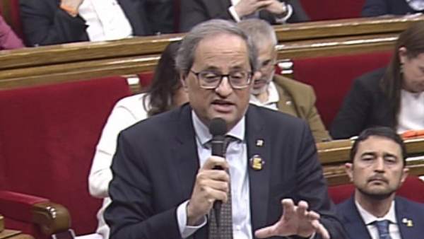 Torra en el pleno del Parlament. Torra en el pleno del Parlament.