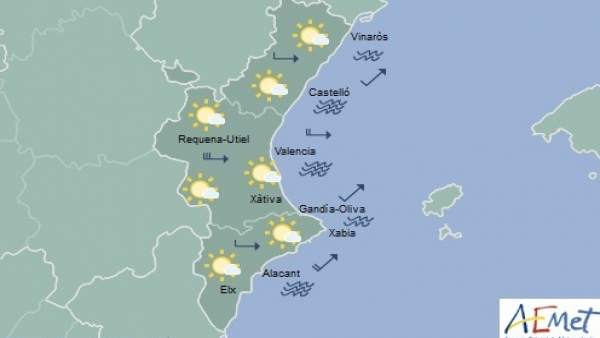 Predicción de Aemet para la Comunitat Valenciana del 16 de diciembre de 2018 Predicción de Aemet para la Comunitat Valenciana del 16 de diciembre de 2018