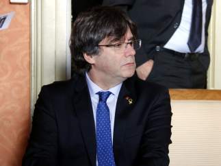 El expresidente de la Generalitat Carles Puigdemont ofrece una rueda de prensa en Ginebra (Suiza).