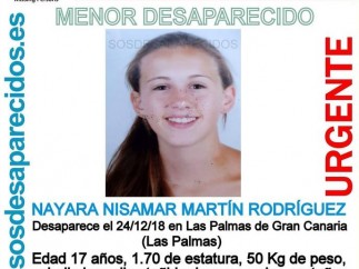 Nayara Nisamar Martín Rodríguez, desaparecida el lunes 24 de diciembre.