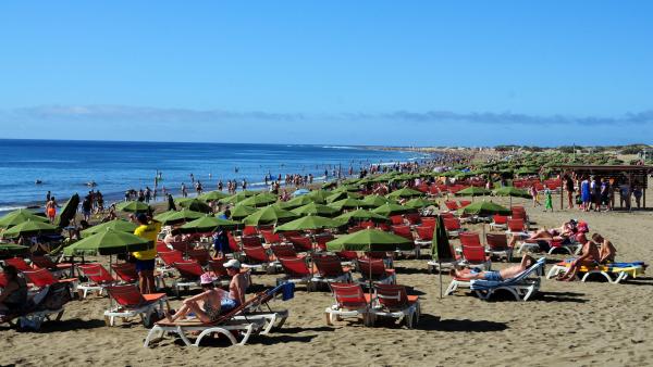 La Playa del Inglés, en Gran Canaria La Playa del Inglés, en Gran Canaria