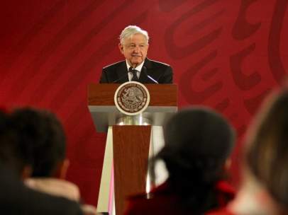 Andrés Manuel López Obrador en una comparecencia.