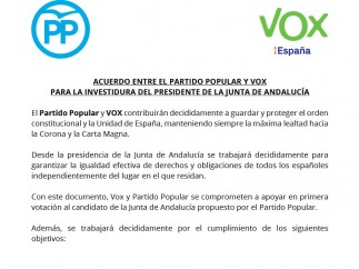 El acuerdo entre Vox y el PP para la investidura de Juanma Moreno