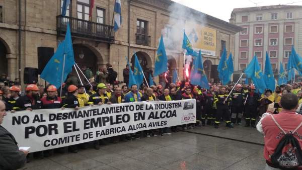 Movilización contra el cierre de Alcoa en Avilés. Movilización contra el cierre de Alcoa en Avilés.
