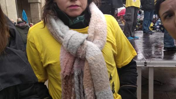 Nuria Rodríguez durante la movilización de Alcoa. Nuria Rodríguez durante la movilización de Alcoa.