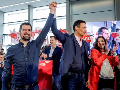 El presidente del Gobierno Pedro Sánchez, en la presentación del candidato a la Junta de Castilla y León Luis Tudanca