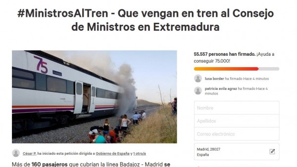 Campaña de firmas para que los ministros vayan a a Extremadura en tren Campaña de firmas para que los ministros vayan a a Extremadura en tren
