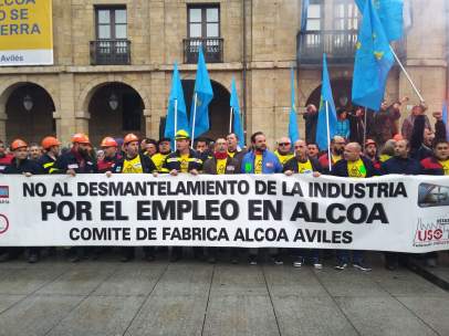 Movilización contra el cierre de Alcoa en Avilés.
