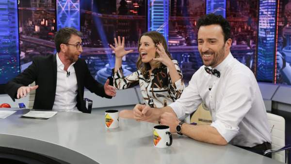 Pablo Puyol y Adriana Torrebejano, en 'El hormiguero'. Pablo Puyol y Adriana Torrebejano, en 'El hormiguero'.