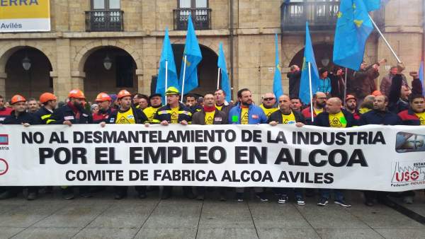 Movilización contra el cierre de Alcoa en Avilés. Movilización contra el cierre de Alcoa en Avilés.