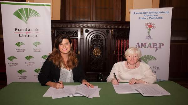 Ana cabrera fundación unicaja firma acuedo con asociación afectados polio gracia Ana cabrera fundación unicaja firma acuedo con asociación afectados polio gracia