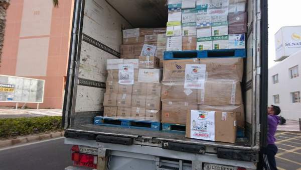 Uno de los camiones con ayuda fletados desde Almería Uno de los camiones con ayuda fletados desde Almería