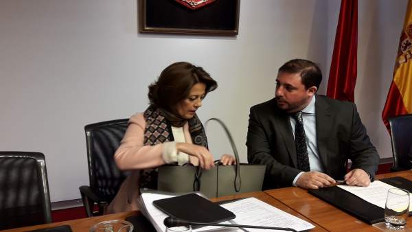 Yolanda Barcina y Unai Hualde en la comisión de investigación sobre CAN. Yolanda Barcina y Unai Hualde en la comisión de investigación sobre CAN.