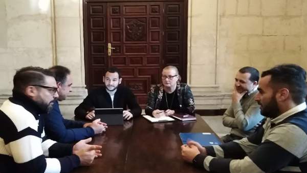 Rojas con los trabajadores del metro Rojas con los trabajadores del metro