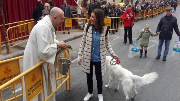 Sandra Gómez ha asistido con su perro tras recuperarse del accidente Sandra Gómez ha asistido con su perro tras recuperarse del accidente