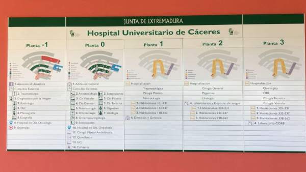 Mapa de dependencias del nuevo Hopital de Cáceres Mapa de dependencias del nuevo Hopital de Cáceres