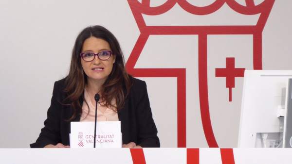Mónica Oltra en la rueda de prensa tras el pleno del Consell Mónica Oltra en la rueda de prensa tras el pleno del Consell