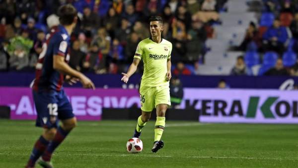 El jugador del FC Barcelona Chumi, contra el Levante El jugador del FC Barcelona Chumi, contra el Levante