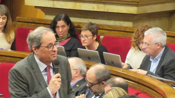El Presidente de la Generalitat, Quim Torra, en el pleno del Parlament. El Presidente de la Generalitat, Quim Torra, en el pleno del Parlament.