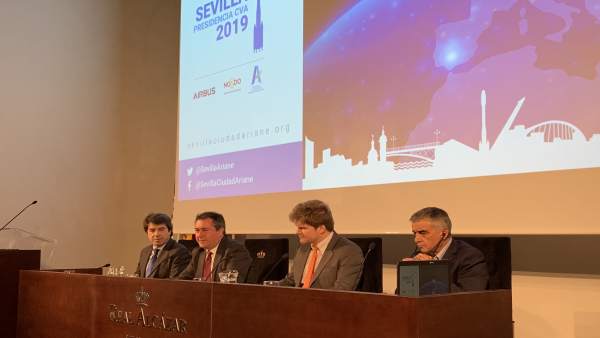 Acto en el que Sevilla ha asumido la Presidencia de Comunidad de Ciudades Ariane Acto en el que Sevilla ha asumido la Presidencia de Comunidad de Ciudades Ariane