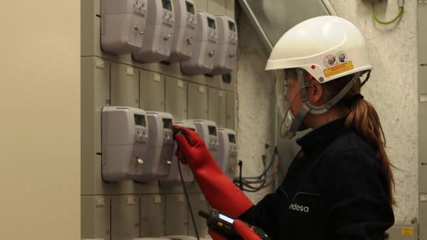 Trabajadores de Endesa revisan contadores Trabajadores de Endesa revisan contadores