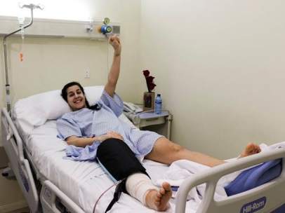 Carolina Marín tras ser operada de la rotura de ligamento cruzado