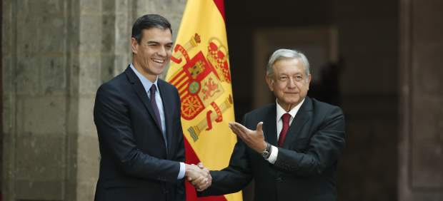 Pedro Sánchez y Andrés Manuel López Obrador en el Palacio Nacional de la Ciudad de México.