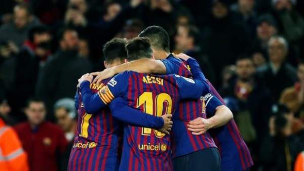 El FC Barcelona celebra un gol. El FC Barcelona celebra un gol.