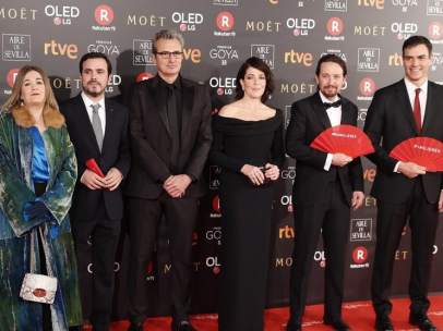Albert Rivera , Alberto Garzón, Pedro Sánchez y Pablo Iglesias, en los Goya 2018