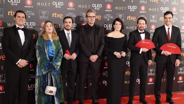 Albert Rivera , Alberto Garzón, Pedro Sánchez y Pablo Iglesias, en los Goya 2018 Albert Rivera , Alberto Garzón, Pedro Sánchez y Pablo Iglesias, en los Goya 2018