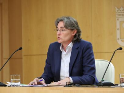 La primer teniente de alcalde de Madrid, Marta Higueras, comparece en rueda de prensa.