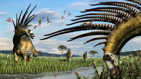 Un grupo de bajadasaurus en una ilustración del paleoartista Jorge A. González. Un grupo de bajadasaurus en una ilustración del paleoartista Jorge A. González.