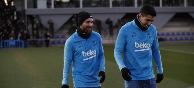 Leo Messi Luis Suárez Barcelona entrenamiento