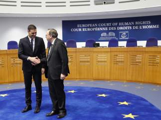 El presidente del Gobierno y el presidente del Tribunal Europeo de Derechos Humanos, en Estrasburgo.