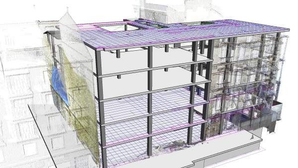 Estructura de una construcción en un modelo 3D digital Estructura de una construcción en un modelo 3D digital