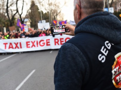 Manifestación de los taxistas madrileños
