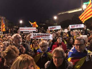 Concentración en la plaza Catalunya contra el juicio del 'procés'.
