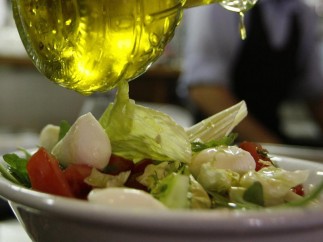 Ensalada, aceite, alimentación, sano