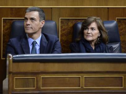 Pedro Sánchez y Carmen Calvo