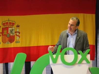 El secretario general de Vox, Javier Ortega Smith, durante un acto en Cuenca.